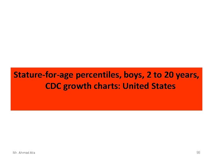 Stature-for-age percentiles, boys, 2 to 20 years, CDC growth charts: United States Mr. Ahmad