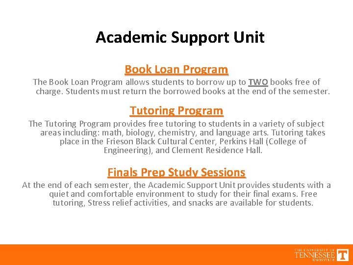 Academic Support Unit Book Loan Program The Book Loan Program allows students to borrow