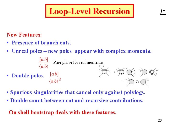 Loop-Level Recursion z New Features: • Presence of branch cuts. • Unreal poles – Loop-Level Recursion z New Features: • Presence of branch cuts. • Unreal poles –
