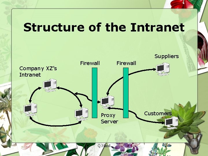 Structure of the Intranet Suppliers Company XZ’s Intranet Firewall Proxy Server Q. Nand Customers