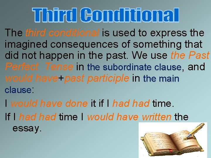 The third conditional is used to express the imagined consequences of something that did