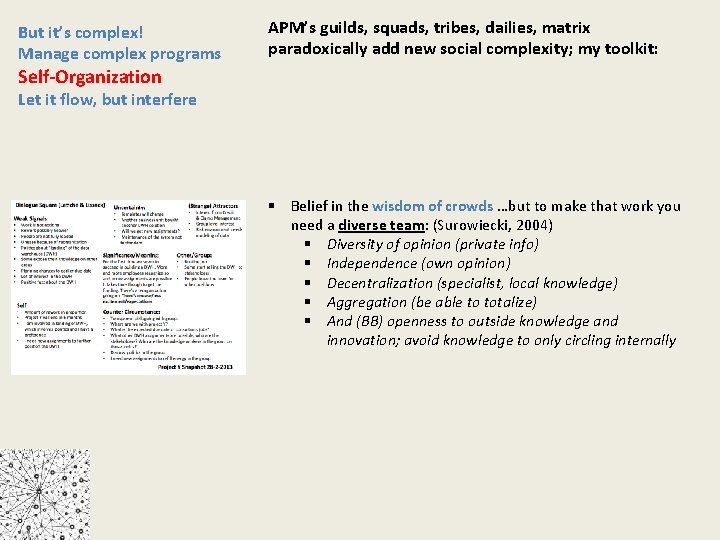 But it’s complex! Manage complex programs APM’s guilds, squads, tribes, dailies, matrix paradoxically add