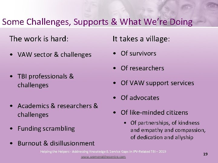 Some Challenges, Supports & What We’re Doing The work is hard: It takes a