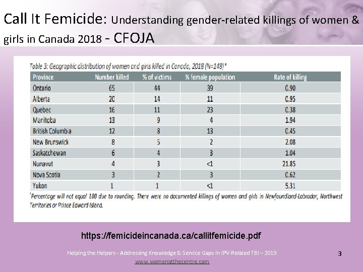 Call It Femicide: Understanding gender-related killings of women & girls in Canada 2018 -