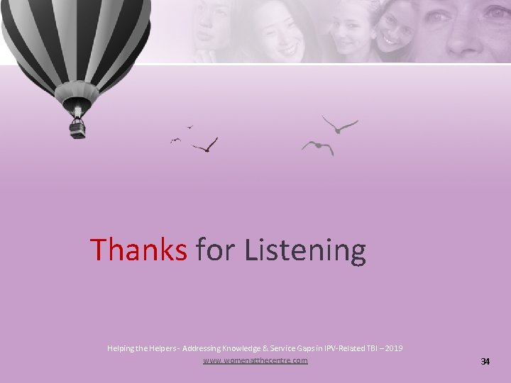 Thanks for Listening Helping the Helpers - Addressing Knowledge & Service Gaps in IPV-Related