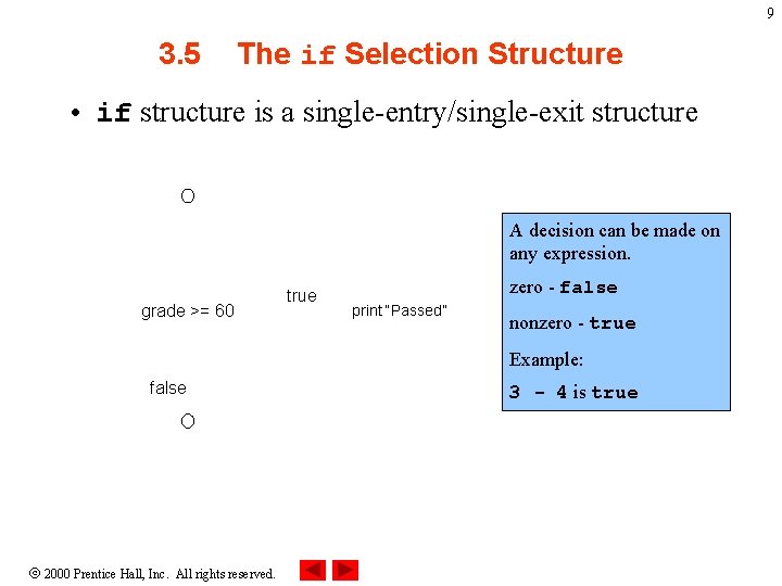 9 3. 5 The if Selection Structure • if structure is a single-entry/single-exit structure