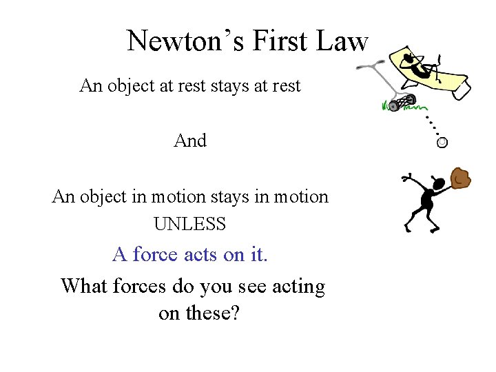 Newton’s First Law An object at rest stays at rest And An object in