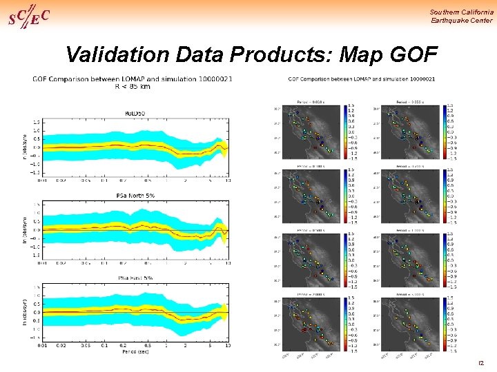 Southern California Earthquake Center Validation Data Products: Map GOF 12 