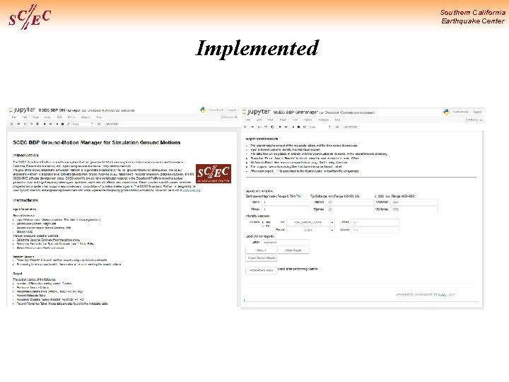 Southern California Earthquake Center Implemented 