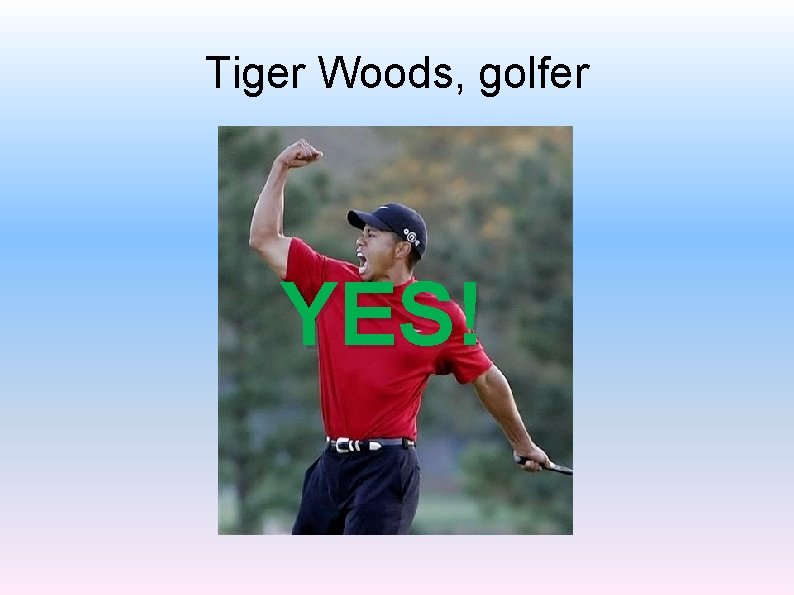 Tiger Woods, golfer YES! 