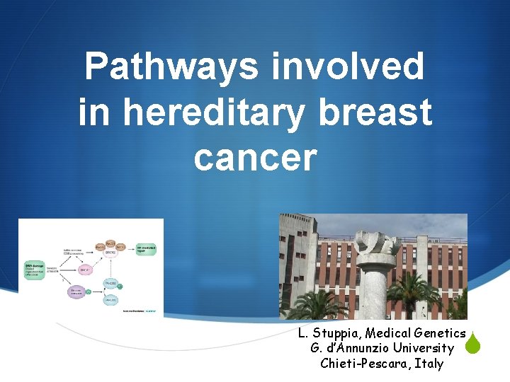 Pathways involved in hereditary breast cancer L. Stuppia, Medical Genetics G. d’Annunzio University Chieti-Pescara,