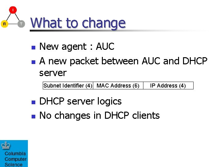 What to change n n New agent : AUC A new packet between AUC