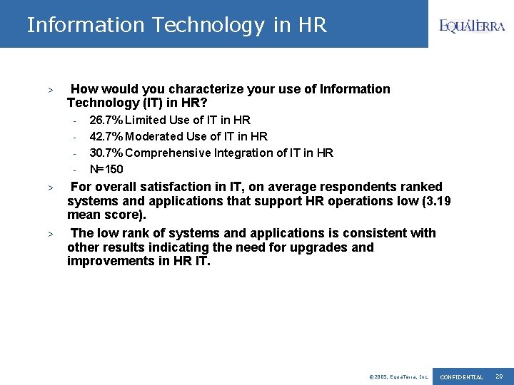 Information Technology in HR > How would you characterize your use of Information Technology