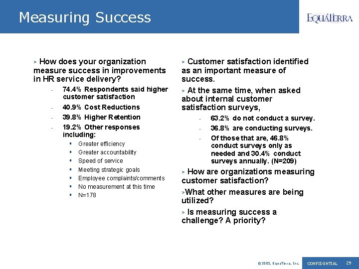 Measuring Success How does your organization measure success in improvements in HR service delivery?