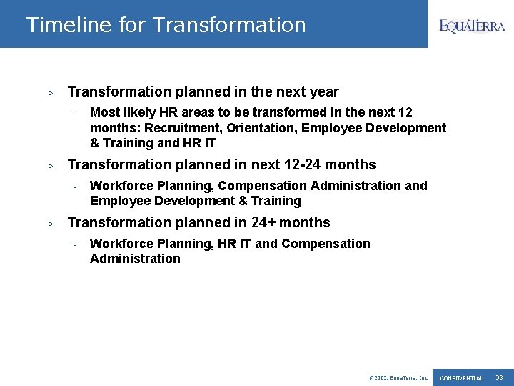 Timeline for Transformation > Transformation planned in the next year - > Transformation planned