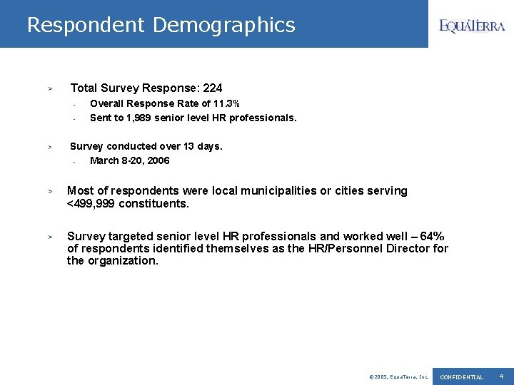 Respondent Demographics > Total Survey Response: 224 - > Overall Response Rate of 11.
