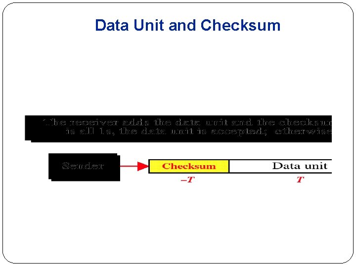 Data Unit and Checksum 