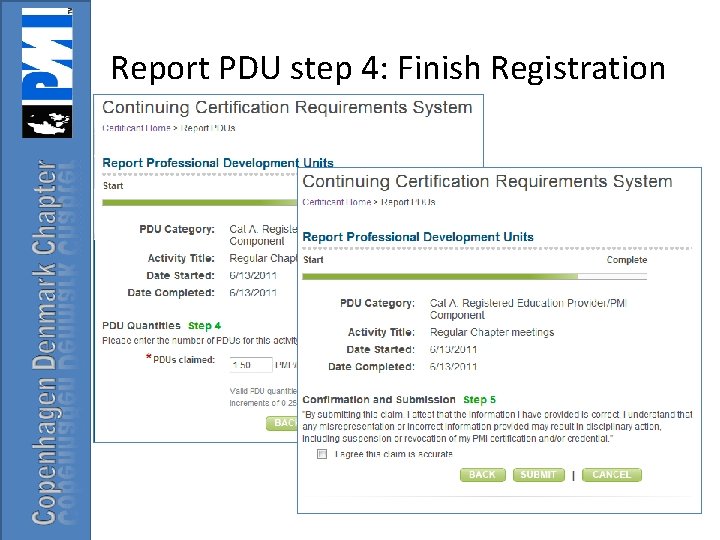 Report PDU step 4: Finish Registration 