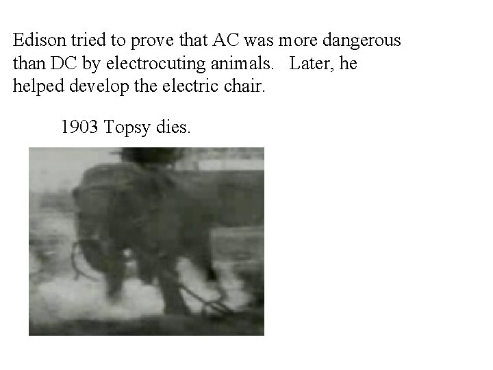 Edison tried to prove that AC was more dangerous than DC by electrocuting animals.