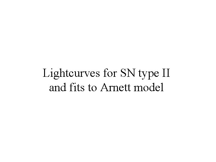 Lightcurves for SN type II and fits to Arnett model 