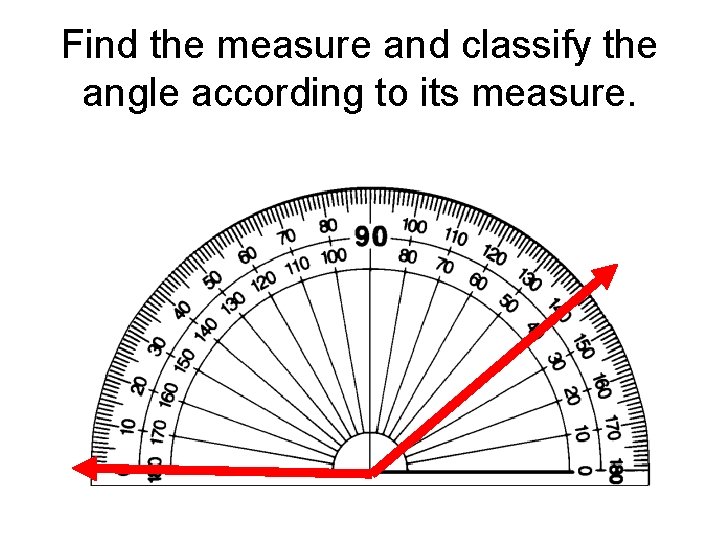 Find the measure and classify the angle according to its measure. 