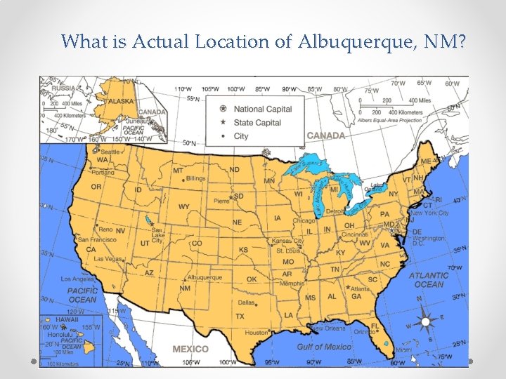 What is Actual Location of Albuquerque, NM? 