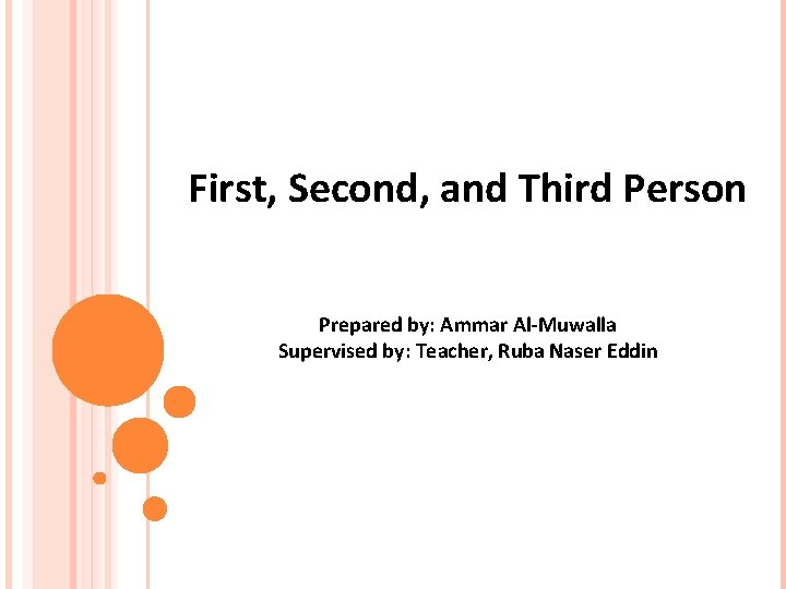 First, Second, and Third Person Prepared by: Ammar Al-Muwalla Supervised by: Teacher, Ruba Naser