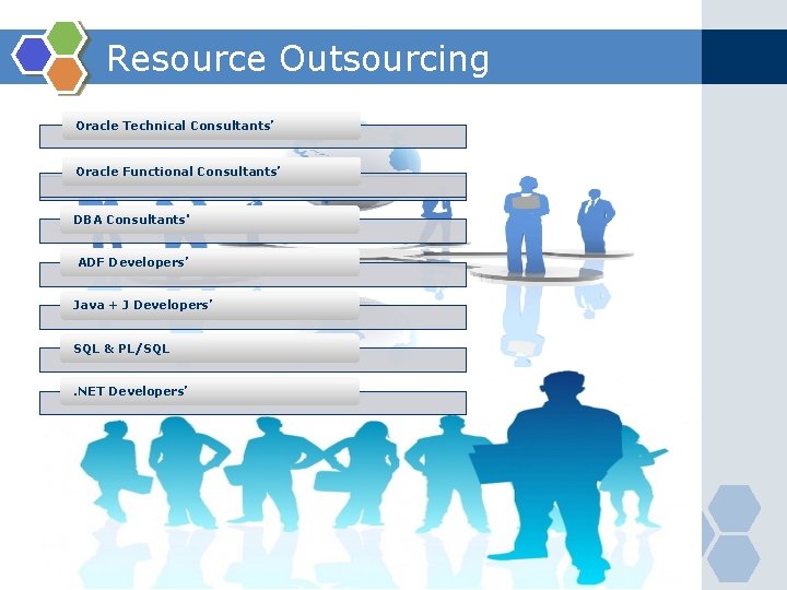 Resource Outsourcing Oracle Technical Consultants’ Oracle Techno Functional Consultants’ Oracle Functional Consultants’ DBA Consultants'