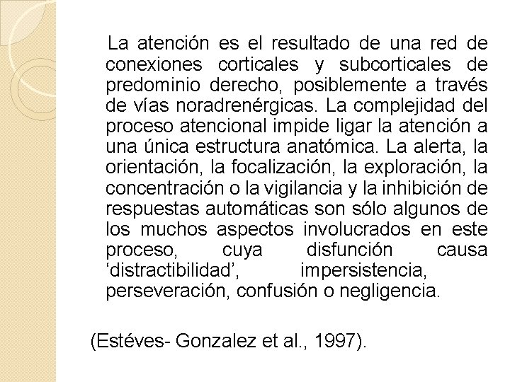 La atención es el resultado de una red de conexiones corticales y subcorticales de