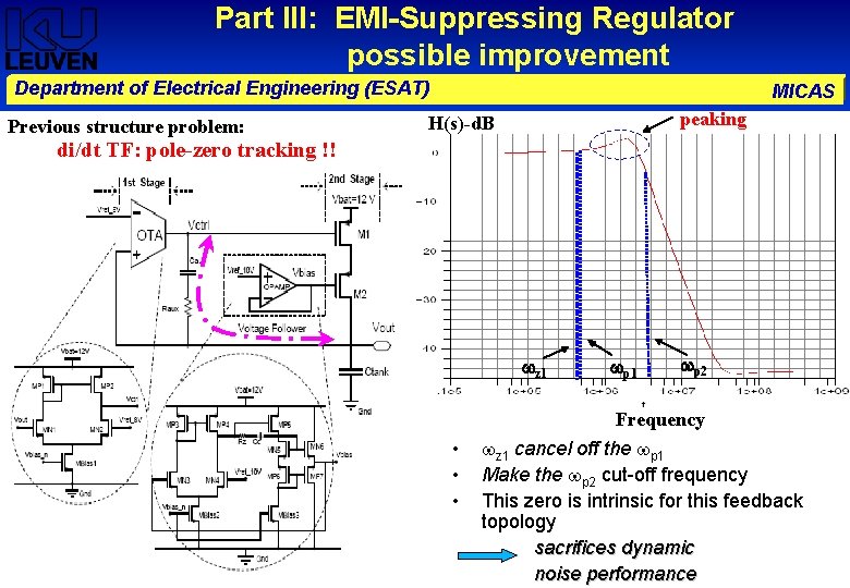 Part III: EMI-Suppressing Regulator possible improvement Department of Electrical Engineering (ESAT) Previous structure problem: