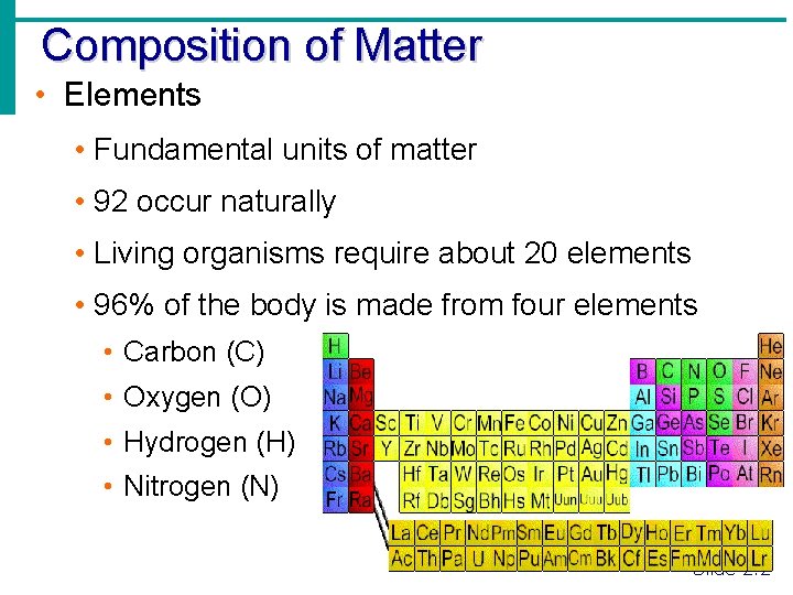 Composition of Matter • Elements • Fundamental units of matter • 92 occur naturally Composition of Matter • Elements • Fundamental units of matter • 92 occur naturally