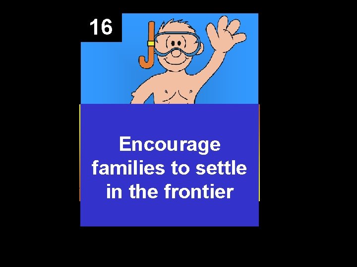 16 Encourage families to settle in the frontier 