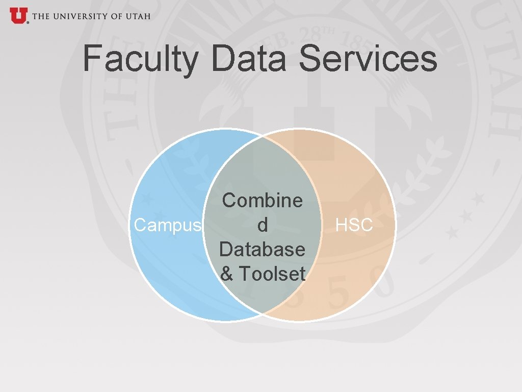 Faculty Data Services Combine Campus d Database & Toolset HSC 