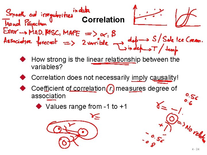 Correlation u How strong is the linear relationship between the variables? u Correlation does