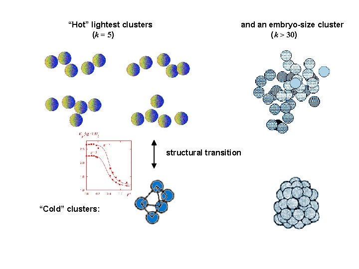 “Hot” lightest clusters (k = 5) and an embryo-size cluster (k > 30) structural