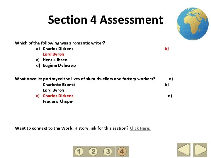 4 Section 4 Assessment Which of the following was a romantic writer? a) Charles