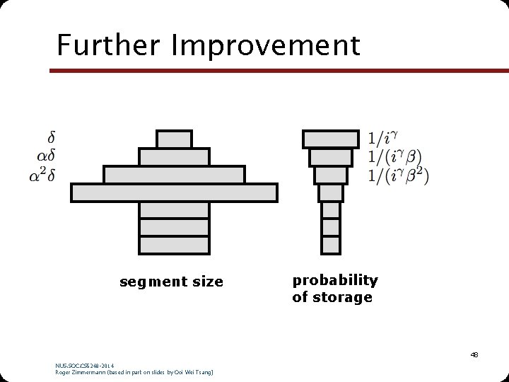 Further Improvement segment size probability of storage 48 NUS. SOC. CS 5248 -2014 Roger