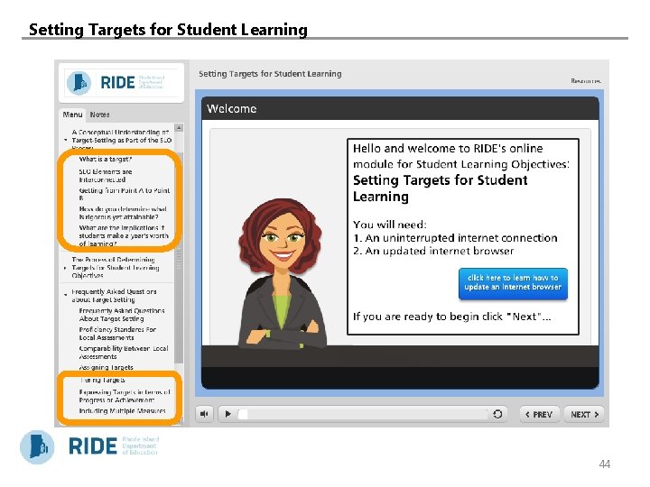 Setting Targets for Student Learning 44 