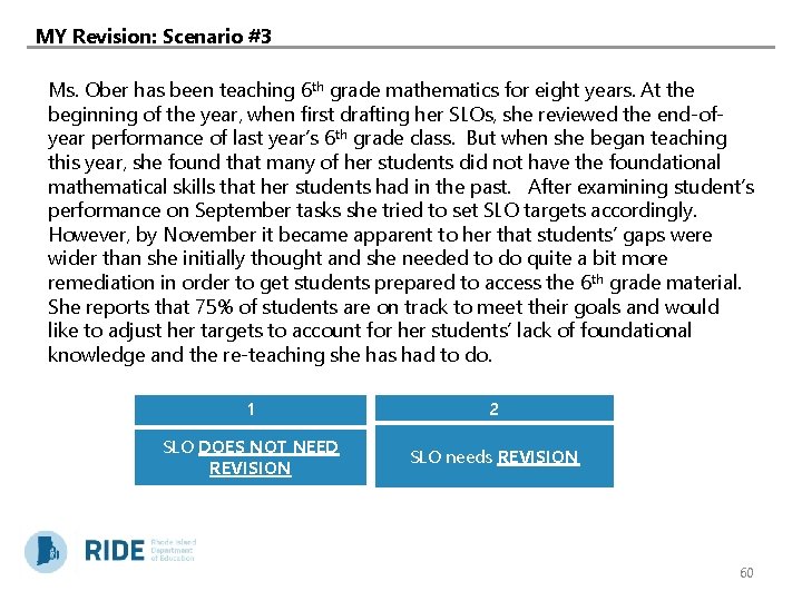 MY Revision: Scenario #3 Ms. Ober has been teaching 6 th grade mathematics for