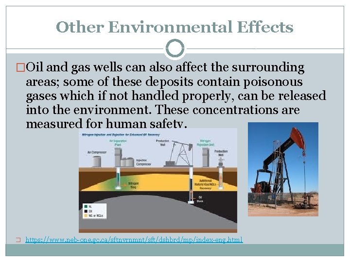 Other Environmental Effects �Oil and gas wells can also affect the surrounding areas; some