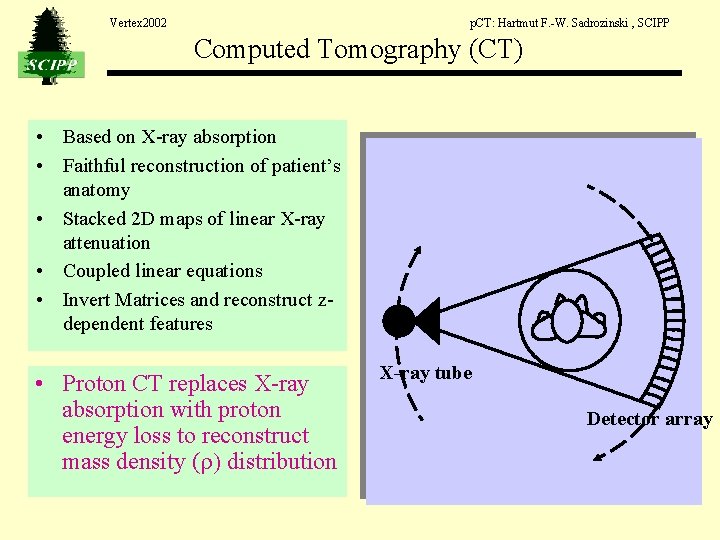 Vertex 2002 p. CT: Hartmut F. -W. Sadrozinski , SCIPP Computed Tomography (CT) • Vertex 2002 p. CT: Hartmut F. -W. Sadrozinski , SCIPP Computed Tomography (CT) •