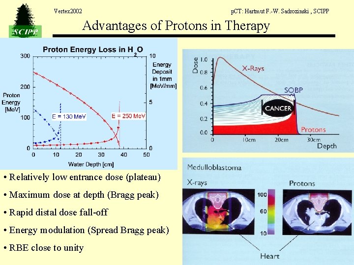 Vertex 2002 p. CT: Hartmut F. -W. Sadrozinski , SCIPP Advantages of Protons in Vertex 2002 p. CT: Hartmut F. -W. Sadrozinski , SCIPP Advantages of Protons in