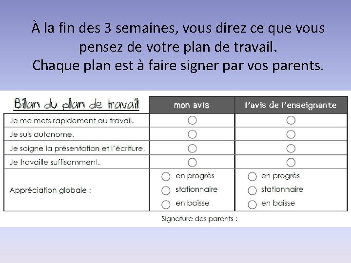 À la fin des 3 semaines, vous direz ce que vous pensez de votre