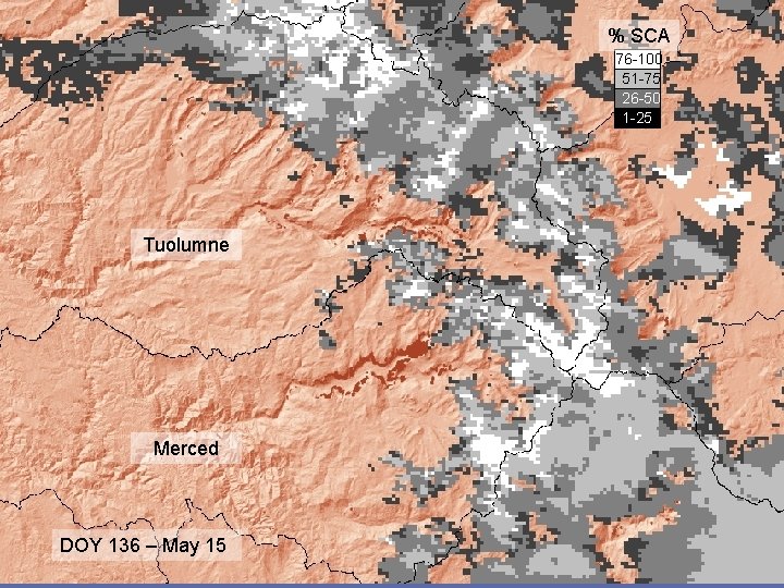 % SCA 76 -100 51 -75 26 -50 1 -25 Tuolumne Merced DOY 136