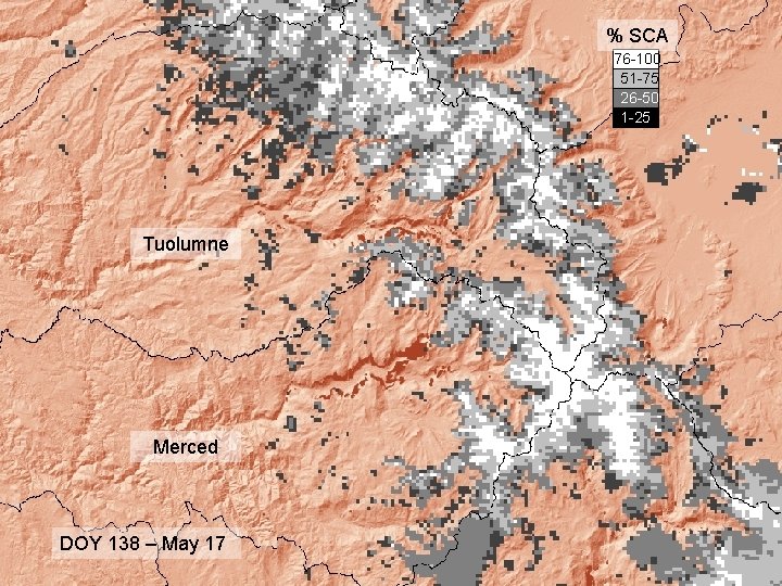 % SCA 76 -100 51 -75 26 -50 1 -25 Tuolumne Merced DOY 138