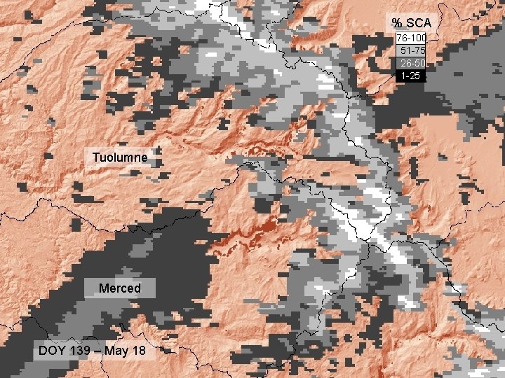 % SCA 76 -100 51 -75 26 -50 1 -25 Tuolumne Merced DOY 139