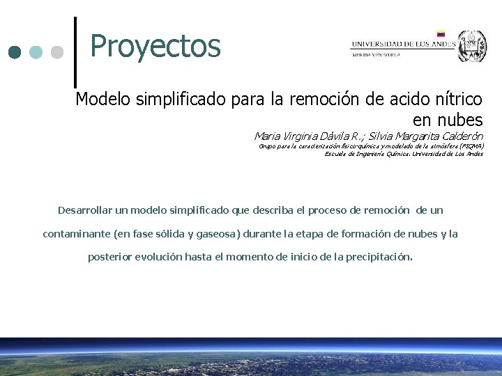 Proyectos Modelo simplificado para la remoción de acido nítrico en nubes Maria Virginia Dávila