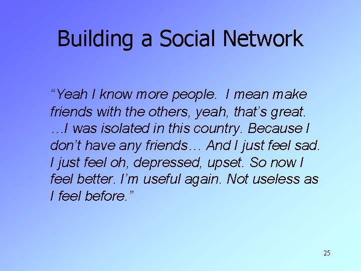 Building a Social Network “Yeah I know more people. I mean make friends with