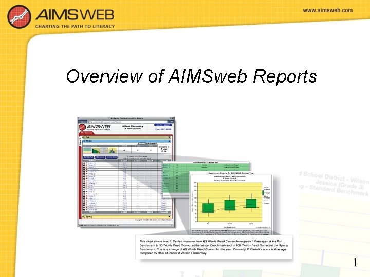 Overview of AIMSweb Reports 1 