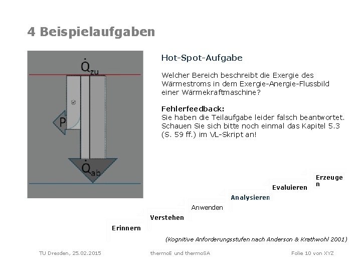 4 Beispielaufgaben Hot-Spot-Aufgabe Welcher Bereich beschreibt die Exergie des Wärmestroms in dem Exergie-Anergie-Flussbild einer